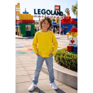 LEGO Yellow Crewneck Sweatshirt Kids Size 8 Cotton Blend Graphic Logo